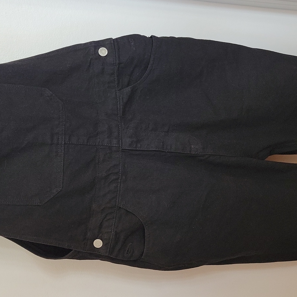 ASOS BLACK RIGID DENIM BIB OVERALLS - Picture 5 of 11